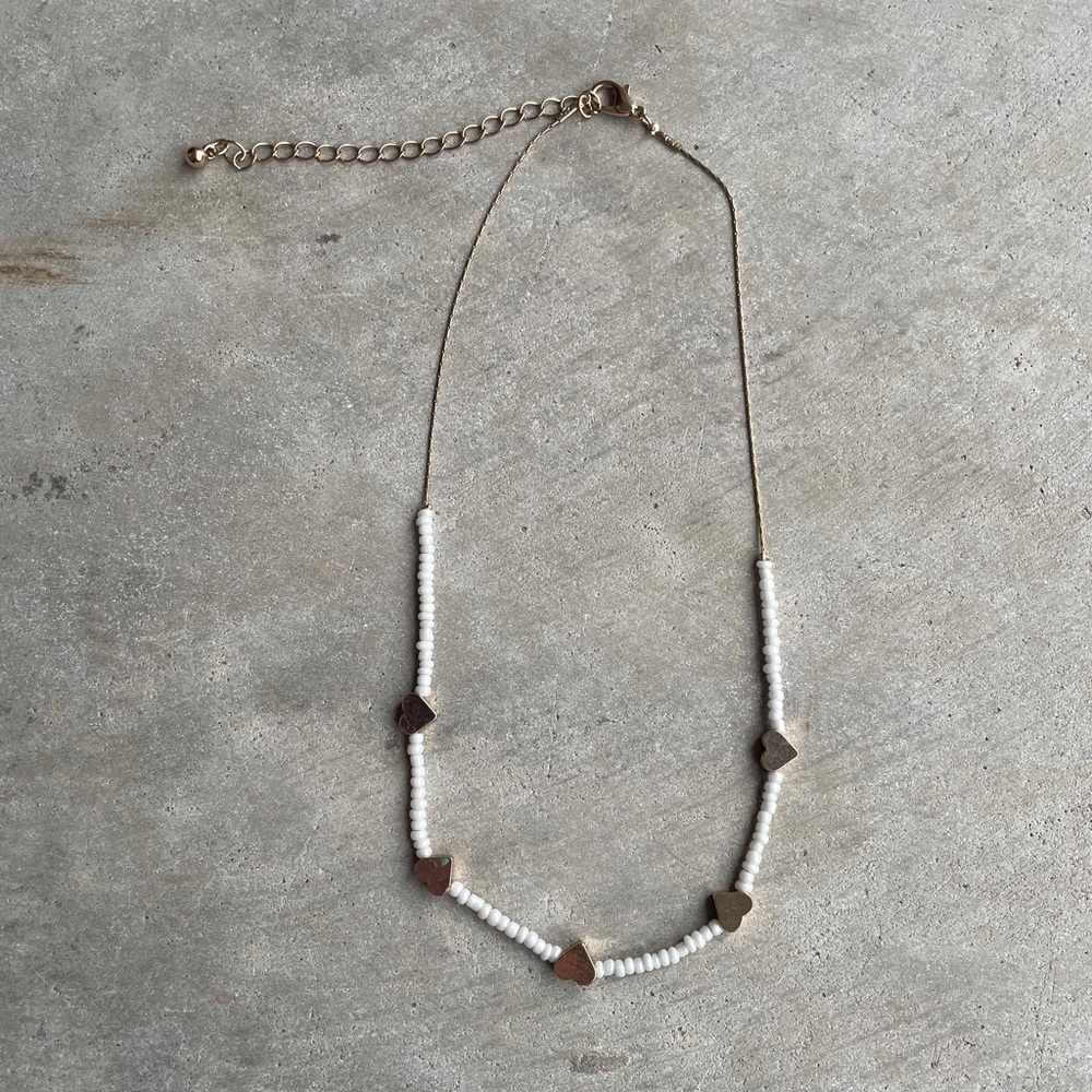 White and Gold Heart Necklace